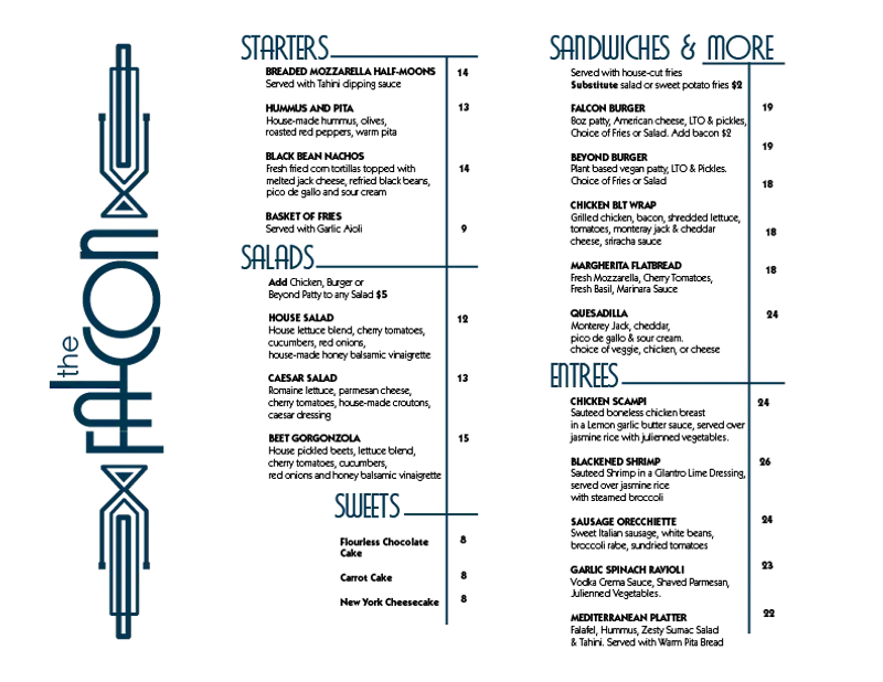 The Falcon Menu