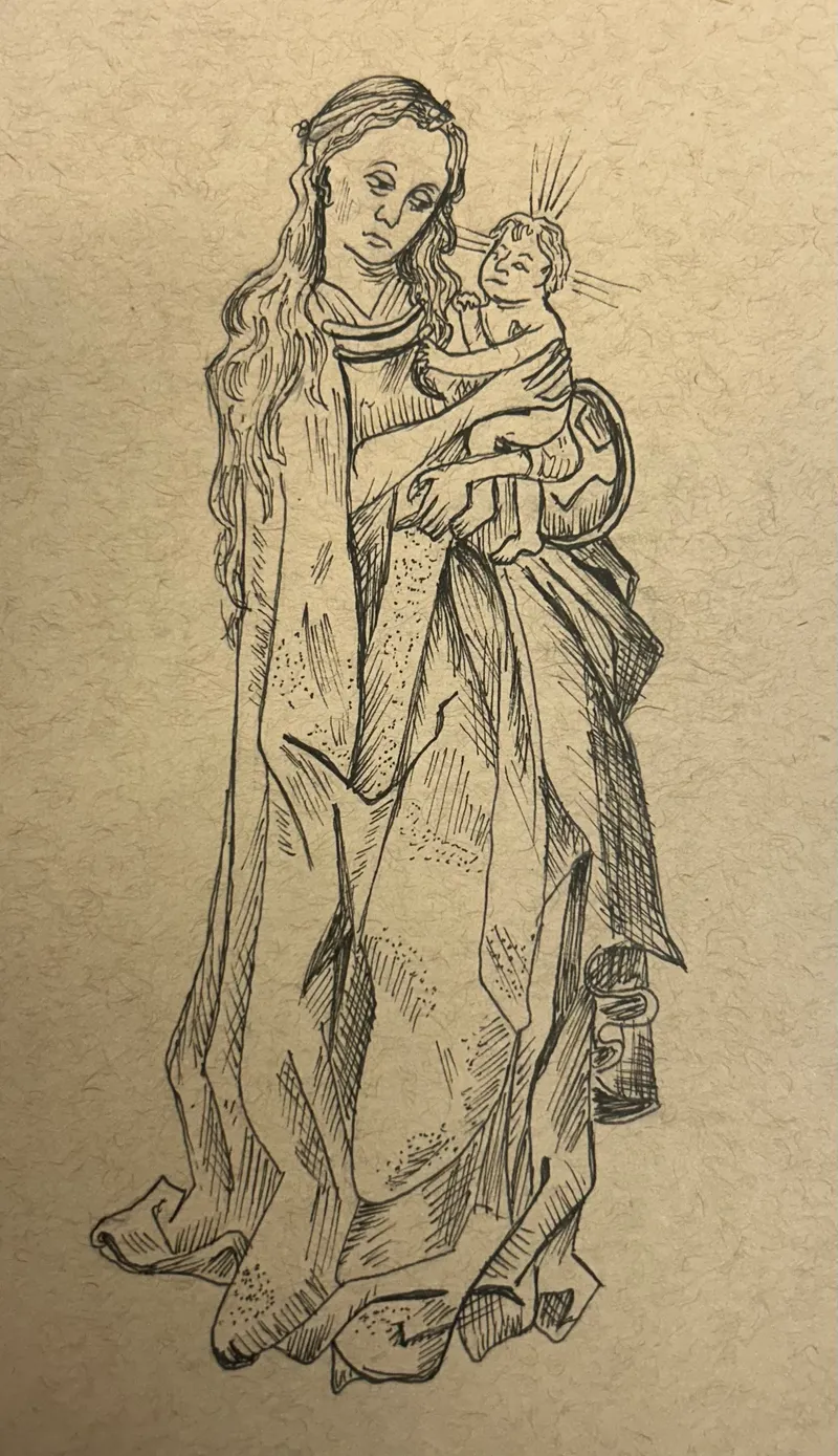 Madonna and Child in pen